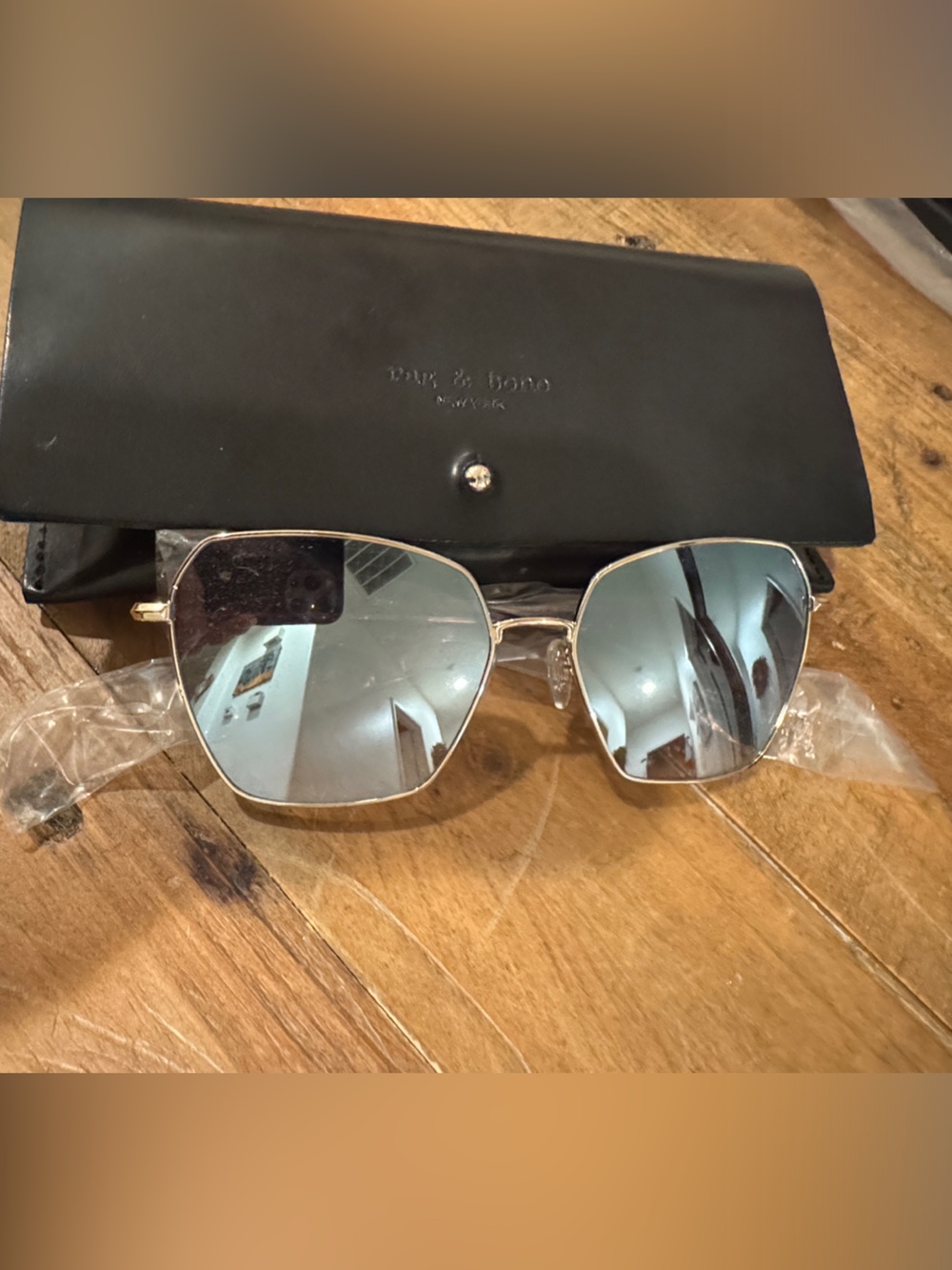NWT Rag & Bone Aviator Silver Mirrored Sunglasses with Black Case